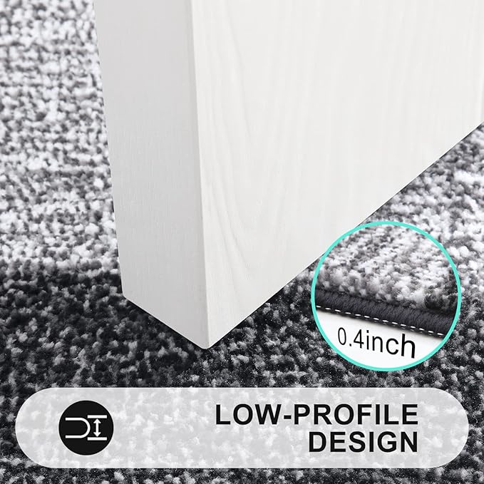 Kitinjoy Indoor Outdoor Door Mat, 36x24 Non-Slip Absorbent Dirt Trapper, Low-Profile Washable Inside Entrance Front Floor Mat, Sturdy Soft Entry Doormats for Entryway, Black