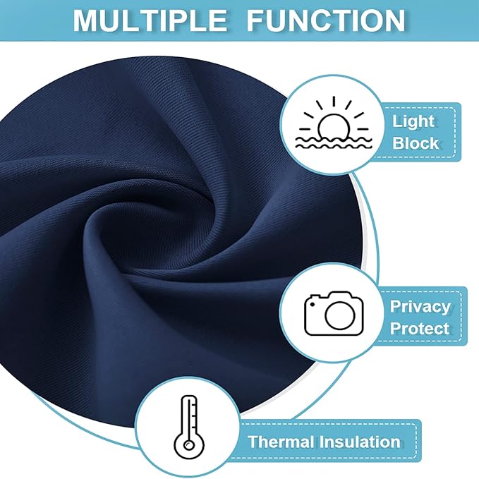 RYB HOME RV Camper Door Window Curtains -Blackout Privacy Curtains & Drapes for Bathroom Bedroom Kitchen Portable Travel Trailer Small Window Decor, W 34 x L 24, Navy Blue, 2 Panels