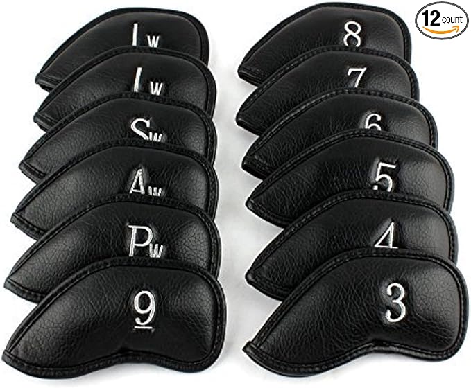 CRAFTSMAN GOLF 12pcs or 1pc Thick Synthetic Leather Golf Iron Head Covers Set Headcover Fit All Brands Callaway Ping Taylormade Cobra Etc. Also Custom Name