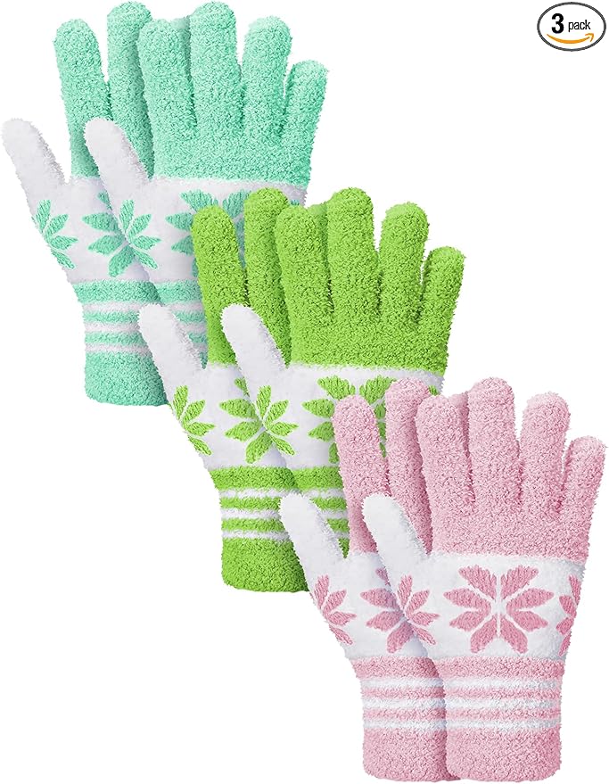 Patelai 3 Pairs Microfiber Plant Dusting Gloves Leaf Cleaning Gloves for Indoor Plants, Blinds, Furniture, House(Small,Snowflake Yellow, Pink, Blue, White)