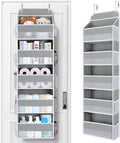 Yecaye Over The Door Organizer Storage, 5-Tier Heavy Duty Door Organizers Hanging with 10 Side Mesh Pockets, 44 lbs Load Capacity Behind Door Storage for Bathroom Nursery Bedroom Dorm Closet, Grey