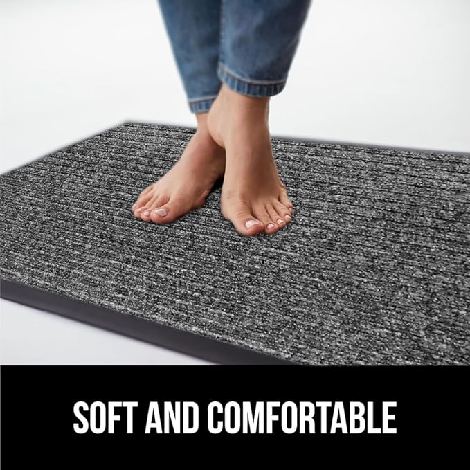 GORILLA GRIP Traffic Guard Door Mat, 47x35, Heavy Duty Welcome Mats, Commercial Office Space Doormat, Waterproof, Fade Resistant, Strong Rubber Backing, Low Profile, Shoe and Boot Scraper, Light Gray