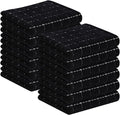 Homaxy 100% Cotton Terry Kitchen Towels(Black, 13 x 28 inches), Checkered Designed, Soft and Super Absorbent Dish Towels, 12 Pack