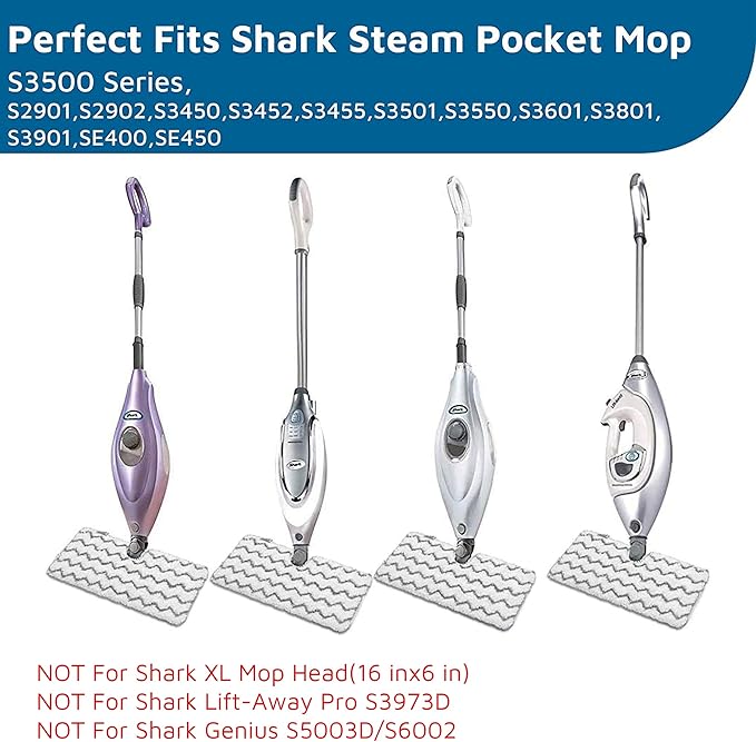 F Flammi Heavy-Duty Steam Mop Replacement Pad for Shark Steam Pocket Mop S3501 S3601 S2901 S2902 S3550 S3801 S3901 SE450 S3601D S3901D for All Hard Floors Soft Scrub Mop Pad for Shark
