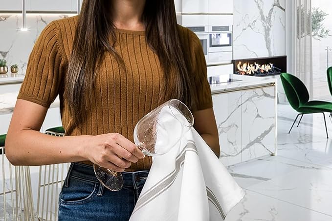 Dish Towels Set (Value Pack of 30) Size 15x25 Inch, 100% Cotton Soft & Absorbent Linen Kitchen Towels, Tea Towels, Reusable Cleaning Cloths for Household Cleaning (Grey)