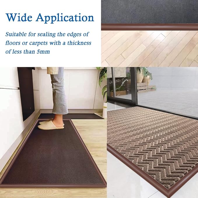 Floor Transition Strip Self Adhesive Carpet & Flooring Transitions Edging Trim Strip PVC Threshold Transitions Suitable for Threshold Height Less Than 5mm (20Ft, Black Walnut)