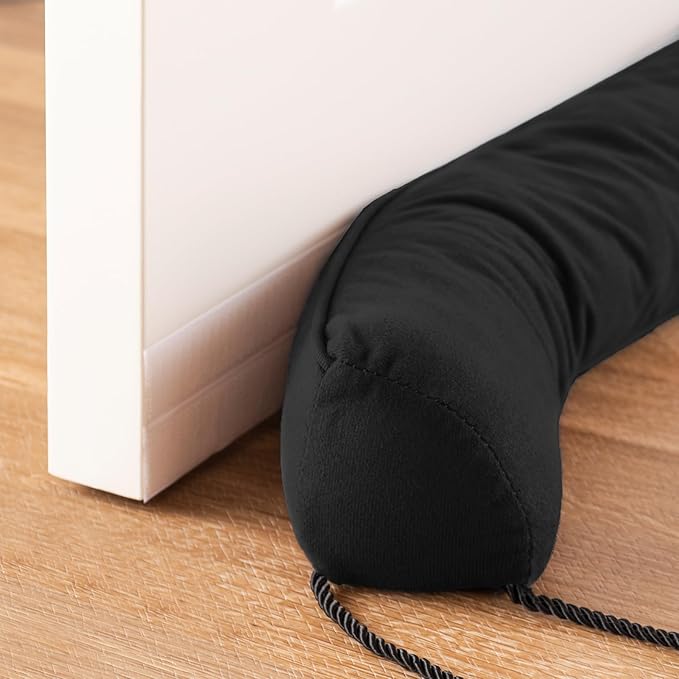 Sunolga 60" Door Draft Stopper Blocks Hot and Cold Air with Removable Washable Cover for Gaps Up to 3", All-Season Seal for Noise, Wind, Under Door Sweep for Bottom of Door, Home Essentials, Black