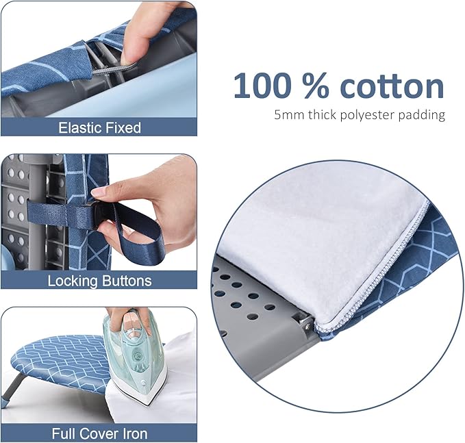 APEXCHASER Foldable Ironing Board, Tabletop Small Ironing Board with Heat Resistant Ironing Covers, Portable Folding Mini Iron Board with Non-Slip Feet for Home, Laundry Rooms, Dorms, Travel Use