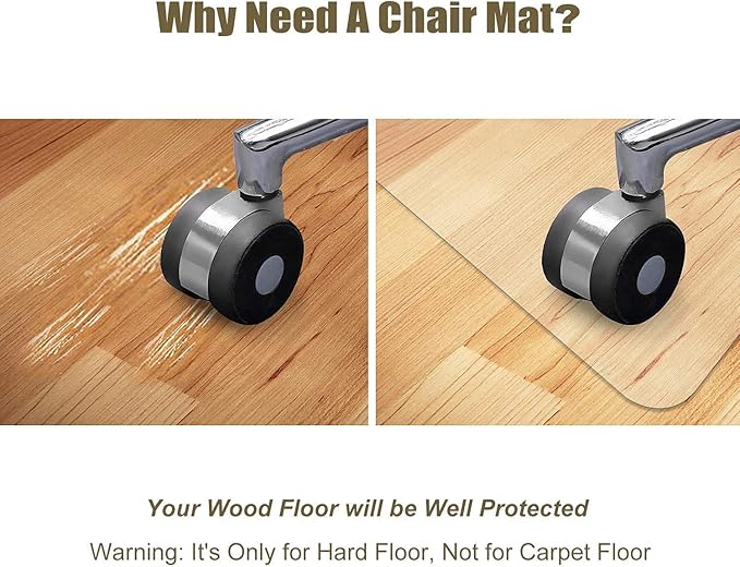 Kuyal Clear Chair Mat, Hard Floor Use, 4.75'×7' Transparent Office Home Floor Protector mat Chairmats (57" X 84" Rectangle)