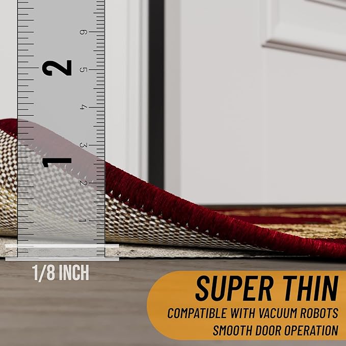 Ottomanson 2'7" x 10' Non-Slip Rug Pad Gripper 1/12 Inch Ultra Thin Dual Surface Felt + Rubber Gripper - Safe for All Floors, Cream