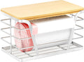 Small Bag Holder，Plastic Bag Holder with Removable Bamboo Top, No Drill, 304 Stainless Steel