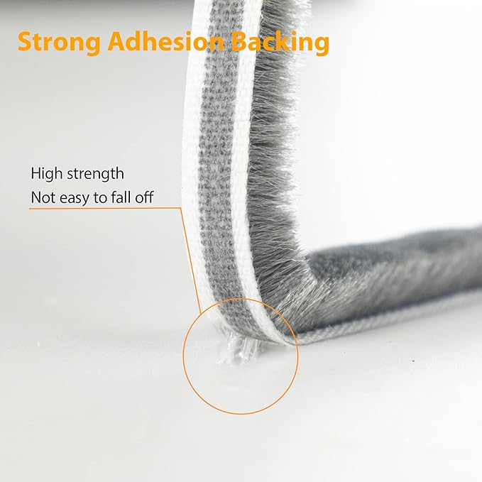 39.4FT Brush Weather Stripping, Neat Pile Self Adhesive Seal Strip for Windows and Door, Weatherstrip for Soundproofing, Windproof, Dustproof, Stronger Stickiness, 0.35'' Wide x 0.35'' Thick, White