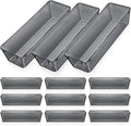 Maitys 12 Pcs Vanity Drawer Organizer 9 x 3 x 2 Inches Clear Plastic Utensil Organizers Kitchen Drawers Dividers for Office Desk Silverware Kitchen Utensils Cosmetics and Bathrooms(Black)