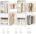 Closet System, Up to 134"/11.2 FT Closet Organizer with 4 Wooden Drawers and Shelves, Walk-in Closet System with 6 Hanging Rods, Built-in Closet Can Fit 96"/8FT, 120"/10FT, White