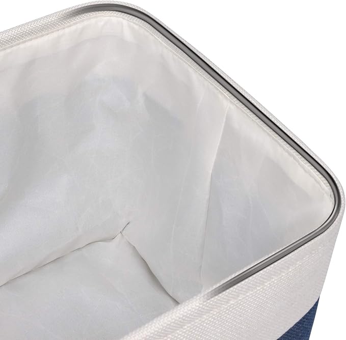 Univivi 4PC Large Storage Baskets Foldable Fabric Storage Bins for Closet Shelf for Organizing Blue Storage Baskets with Handles|Hard Bottom (15”X10.5”X9.5”)