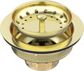 BOTEMY Stainless Steel Gold Sink Drain Strainer Kit 3-1/2 inch Kitchen Drain Assembly with Metal Center Knob Basket Stopper Replacement for Standard Kitchen Sinks