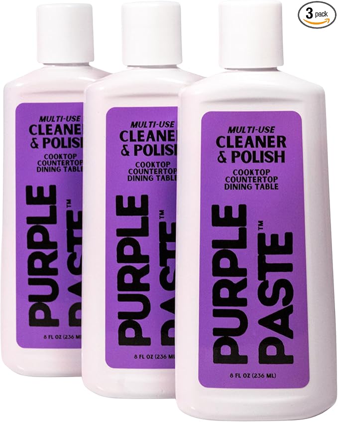 Purple Paste All Purpose Cleaning & Polishing Paste – Tough Stain Remover for Kitchen, Bathroom, Oven, Stove, Tile & Grout – Multi-Surface Cleaner Made in USA, 8oz (Pack of 3)