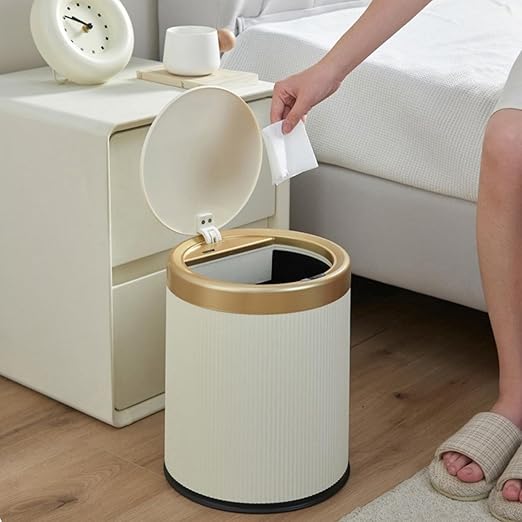 URALFA 3.7 Gallon Motion Sensor Bathroom Trash Can with Lid，Automatic Waterproof Touchless Garbage Can, Smart Plastic Trash Bins Suitable for Toilet, Office, Bedroom, Kitchen (Cream White)