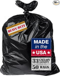 32-33 Gallon Heavy Duty Trash Bags – 50 Count Large Black Garbage Bags for Outdoor Bins, Contractor, Lawn, and Commercial Use – 2.5 Mil Thick Can Liners, 61" x 68"