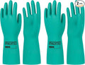 PACIFIC PPE 2 Pairs Nitrile Chemical Resistant Gloves, Flocked, Resist Strong Acid, Alkali, 15 mil, 12.6", XX-Large