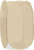 Handy Laundry Collapsible Mesh Pop Up Hamper with Wide Opening and Side Pocket - Breathable, Sturdy, Foldable, and Space-Saving Design for Clothes and Storage (Beige)