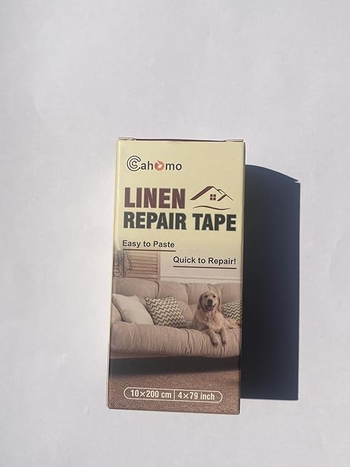 Linen Repair Tape 4x79 inch, Self Adhesive Fabric Patches, Linen Patch Tape Kit, Fabric Repair Tape for Couch Sofas, Headboards, Chairs, Pillows, Curtains, Couches- Light Grey