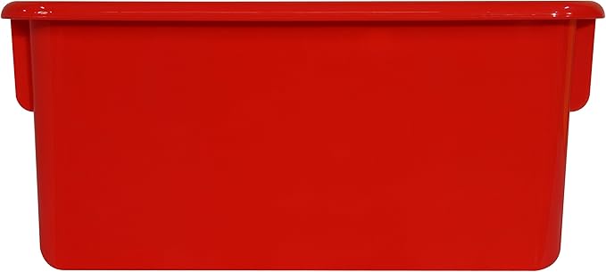 Wood Designs Cubby Storage Bin, Heavy Duty Plastic Containers for Kids Red Cubby Tray Set of 30
