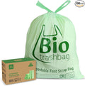 13 Gallon Compostable Trash Bags, Biodegradable Drawstring Compost Food Waste Bags, 100 Count, Heavy Duty 1 Mil, 49.2 Liter, Tall Kitchen Large Garbage Bags, US BPI and Europe OK Compost