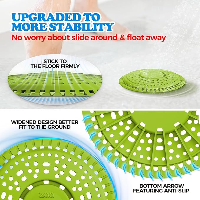 zaa Shower Drain Hair Catcher, 2 Pack Premium Silicone Drain Protector & Shower Drain Cover for Regular Drains of Shower Room and Bathroom, Avocado
