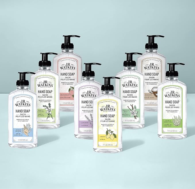 J.R. Watkins Gel Hand Soap, Scented Liquid Hand Wash for Bathroom or?Kitchen, USA Made and Cruelty Free, 11 fl oz, Aloe & Green Tea