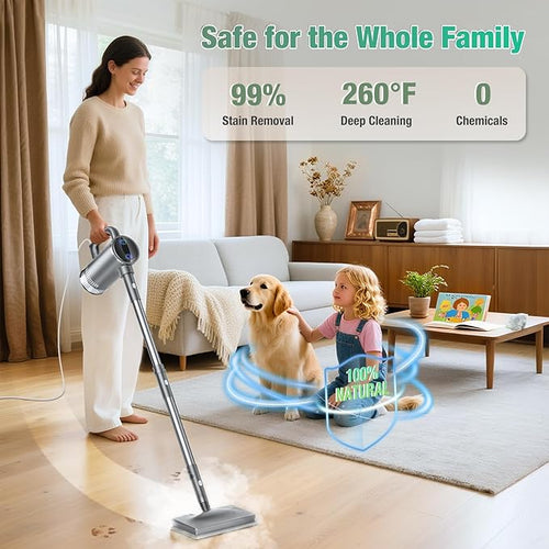 11-in-1 Steam Mop - Detachable Handheld Steam Cleaner with 500mL Tank, 260℉ Floor Steamer for Hardwood, Tile, Grout, Windows, Bath & Kitchen - 3-Level Steam Control, Multi-Purpose Floor Steam Cleaner