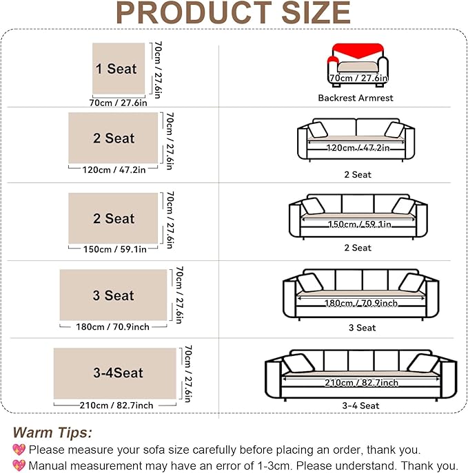 OTOB Plush Couch Cover for Dogs Washable, Non Slip Fuzzy Soft Armrest Backrest Sofa Slipcovers Geometric Jacquard Pet Friendly Couch Covers Protector All Season, 1 Piece (Coffee, 27.6"x27.6")