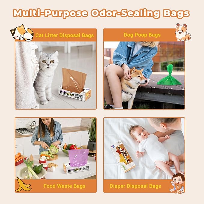 Odor Sealing Small Trash Bags Home & Food Use S-220 Count Disposable Bags, Durable and Unscented (Color:Brown)