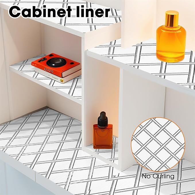 Drawer and Shelf Liner for Kitchen Cabinets Non-Adhesive, Non-Slip Cabinet Liner Shelf Paper Strong Grip Waterproof Easy to Clean for Kitchen Shelves Cupboard,Geometric,12IN X 30FT