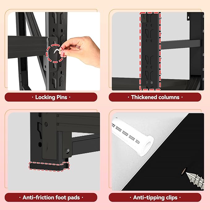 60" W Storage Shelves Heavy Duty, 4 Tier Metal Garage Shelving Units, 5000LBS Heavy Duty Adjustable Shelf, Garage Storage Rack, Industrial Shelving for Shop, Warehouse,60" W x 20" D x 79" H