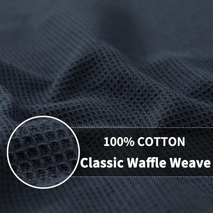Homaxy 100% Cotton Waffle Weave Dish Cloths - 8 Pack Soft and Absorbent Dish Towels - 12 x 12 Inches Quick Dry Dish Rags - Dark Grey