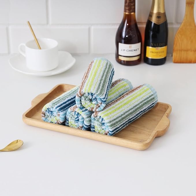 Oeleky Kitchen Dishcloths for Washing Dishes, Ultra Absorbent Dish Rags, Cotton Cleaning Cloths Pack of 8, 12x12 Inches (Mix-1, 12x12 inch)