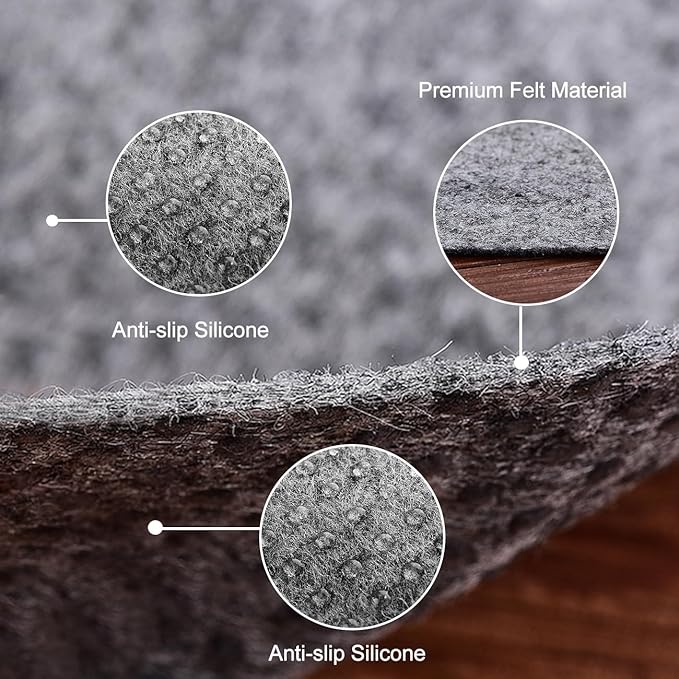 Ultra Strong Anti-Slip Rug Felt Pad 2 x 4 Feet Non Slip Area Gripper, Thin Profile Non Skid Carpet Mat Keep Your Rugs in Place- Gray