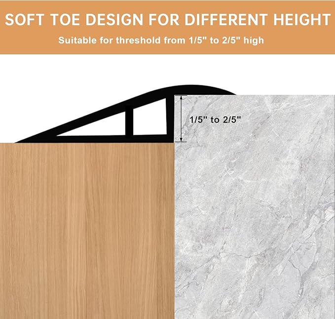 Vinyl Door Threshold Flooring Transition Strip Self Adhesive Carpet Edging Strip for Laminate Doorway Edge Threshold from 1/5" to 2/5" (Light Yellow Wood Grain, 6.6 Ft)