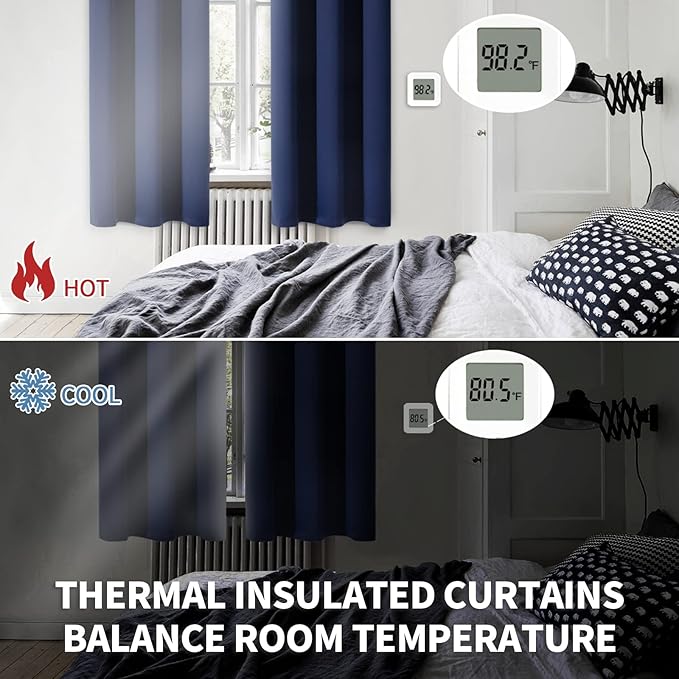BGment Blackout Curtains 90 Inch Length for Bedroom 2 Panels - Navy Blue Thermal Insulated Drapes with Rod Pocket for Living Room Long Window Treatments Darkening Privacy, 52 x 90 Inch