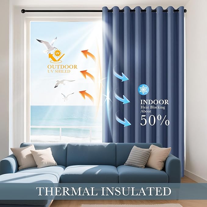 PONY DANCE Stone Blue Kitchen Curtains 36 inch Long for Small Window Curtains Short Drapes for Bedroom, Half Window Tiers for Boys Room Bathroom Nursery(2 Panels, W 42 x L 36 inches, Blue Haze)