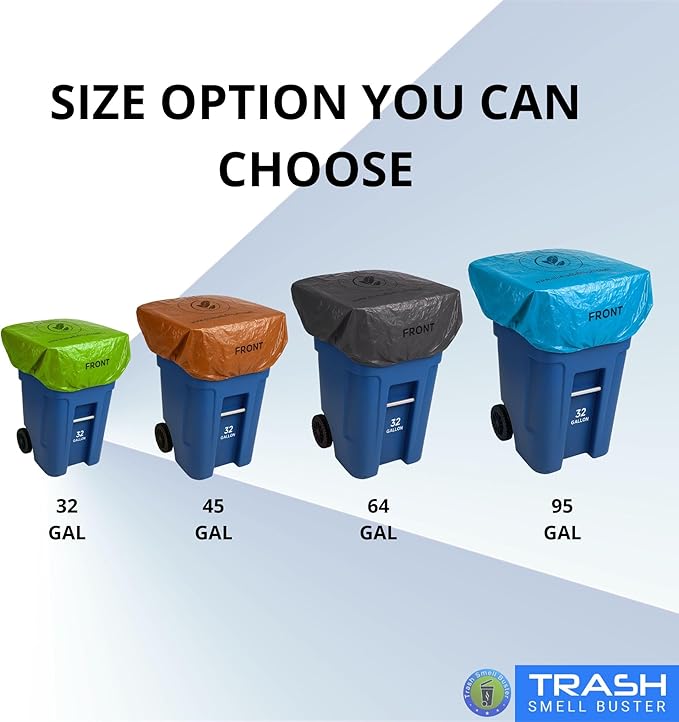 Trash Can Cover Odor Eliminating Bag with Elastic Rubber Band Lemon Scented Durable Effective Chemical Free 45 Gallon Size 1 Cover
