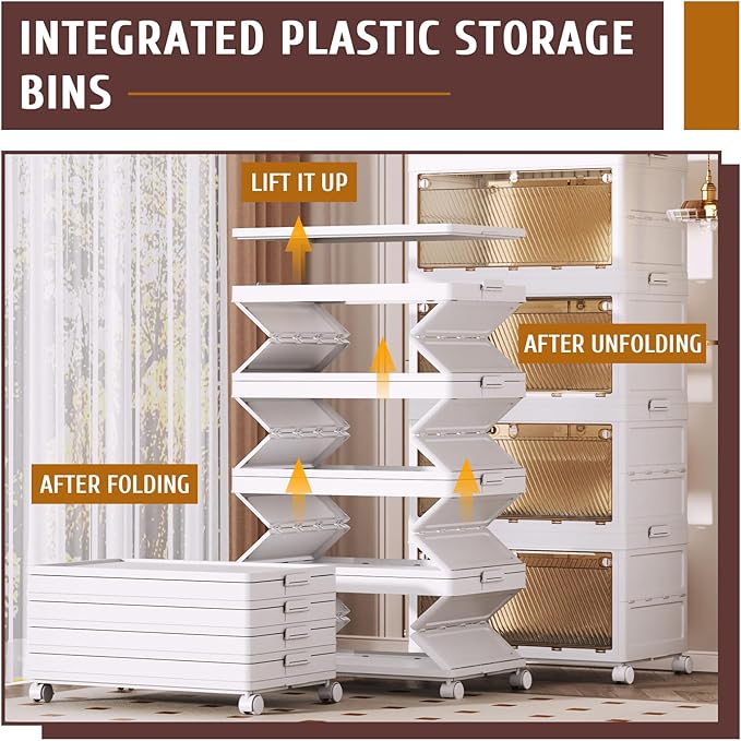 QudraKast 3-Tier Stackable Plastic Storage Bins - 67QT Stackable Storage Bins - Closet Organization Suitable for Bedroom, Organization and Boxes for Study, Toy Room, Office