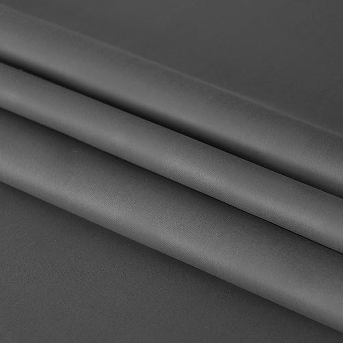 DWCN French Door Curtains – Rod Pocket Thermal Blackout Curtain for Doors with Glass Window, Kitchen and Patio Doors for Privacy, 54 X 40 Inch Length, 1 Curtain Panel with Tieback, Dark Grey