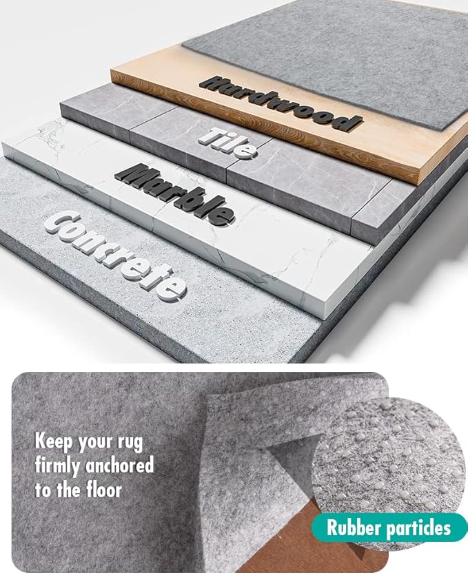Non Slip Rug Pad Gripper - 8x8 Feet 1/4” Extra Thick Felt Under Rug for Area Rugs and Hardwood Floors,Super Cushioned Non Skid Carpet Padding