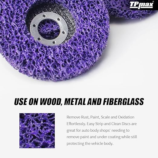 4 inch Stripping Discs Rust Remover Discs Remove Paint and Oxidation 5/8 inch Arbor Clean Discs Poly Strip Disc Angle Grinding Wheel - 10 Pack(Purple)