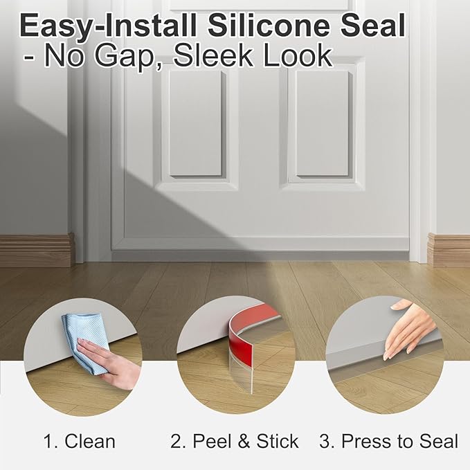 Heavy-Duty 20 ft x 2 in Weather Stripping, Extra Thick 2mm Door Draft Stopper Silicone Seal Strip for House and Glass Shower Doors for Collision and Side Gaps of Door and Windows, Clear