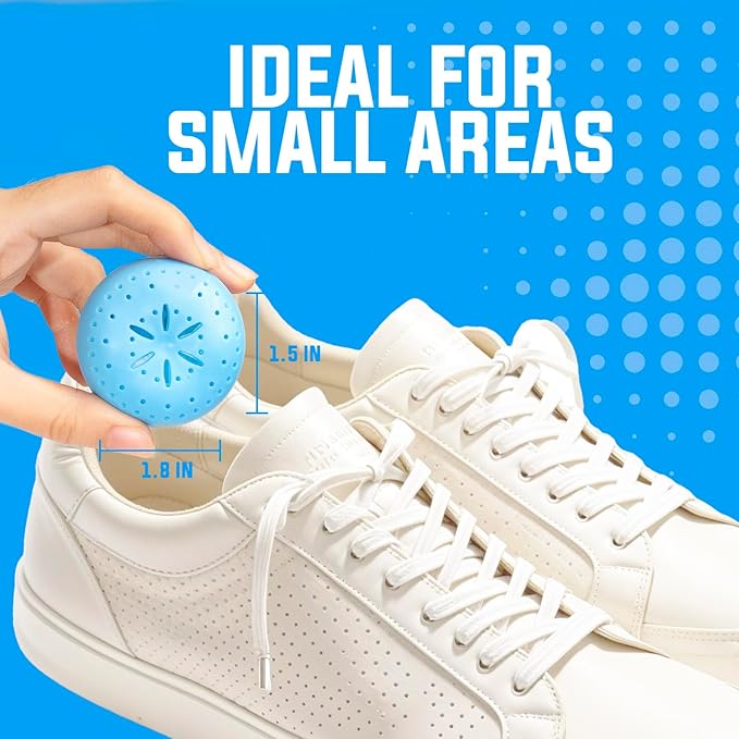 4 Pack Baking Soda Deodorizers, Fresh Scent Shoe Deodorizer Balls, Air Freshener for Home, Odor Eliminator for Closets Bathroom Pets, Up to 80 Days