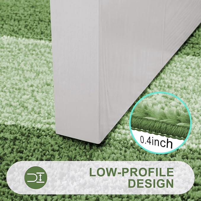 Kitinjoy Indoor Outdoor Door Mat, 59x36 Non-Slip Absorbent Dirt Trapper, Low-Profile Washable Inside Entrance Front Floor Mat, Sturdy Soft Entry Doormats for Entryway, Green