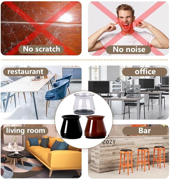 BUMACO 40Pcs Chair Leg Floor Protectors Chair Leg Protectors for Hardwood Floors Silicone Pads Covers to Protect Floors Clear Universal S (15/16" to 1-5/16")
